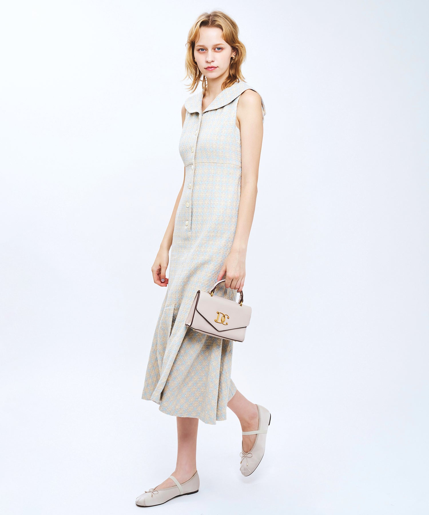 ドビーチェックセーラーカラーワンピース