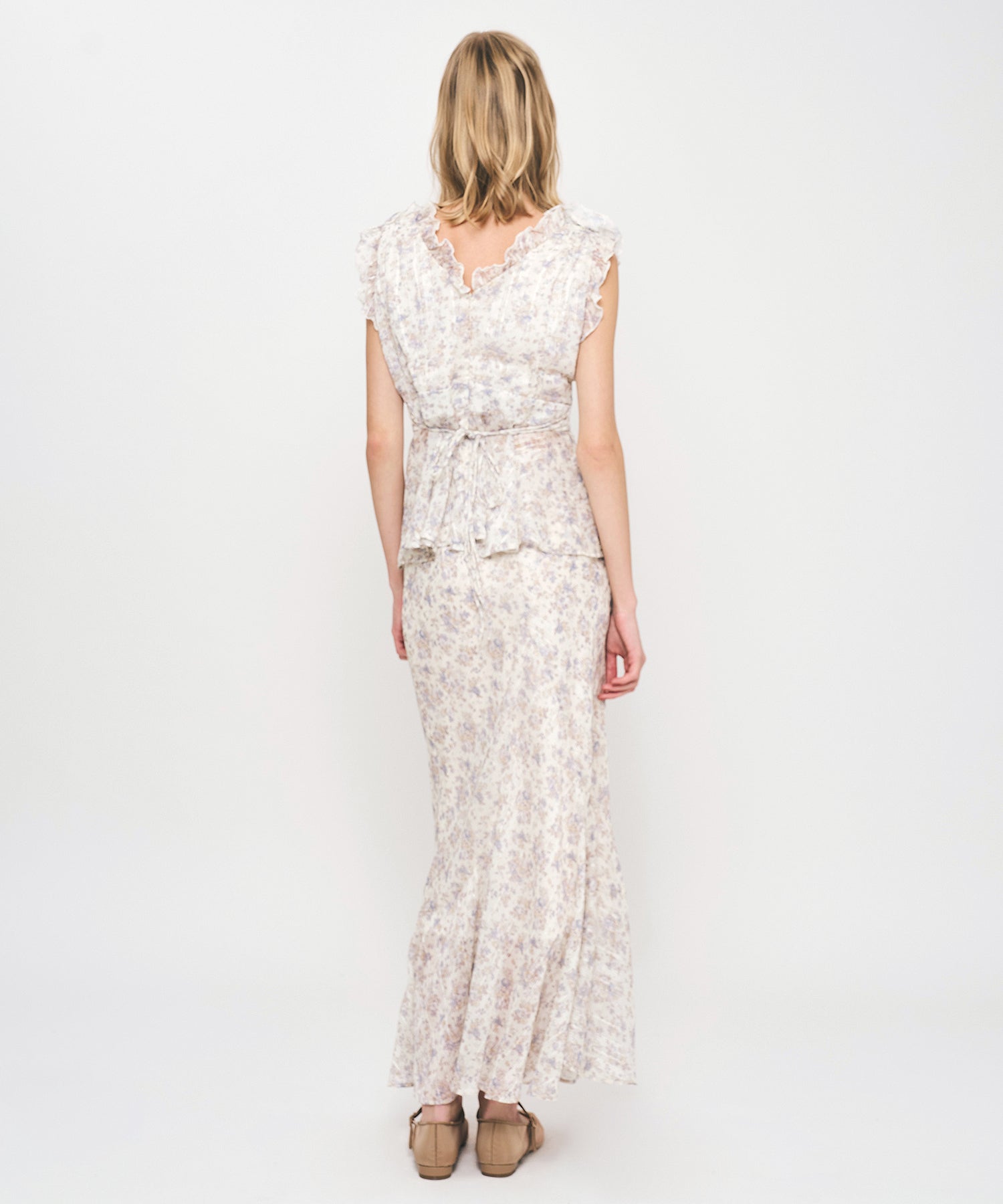 フルールラメシフォンフリルブラウス