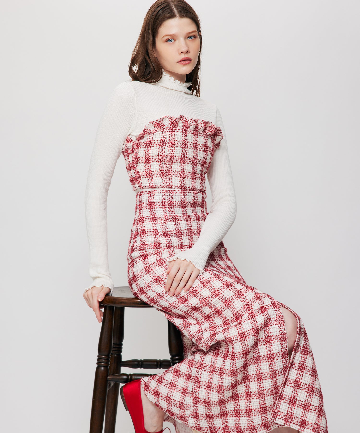 ループチェックマーメイドスカート