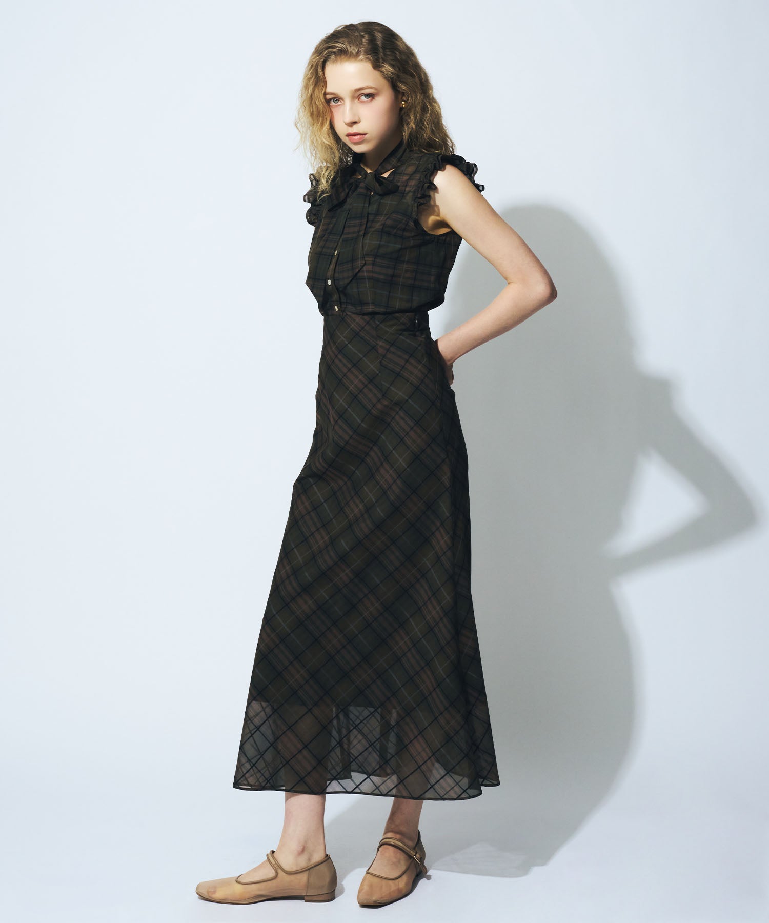 【予約】シアーチェックバイヤススカート