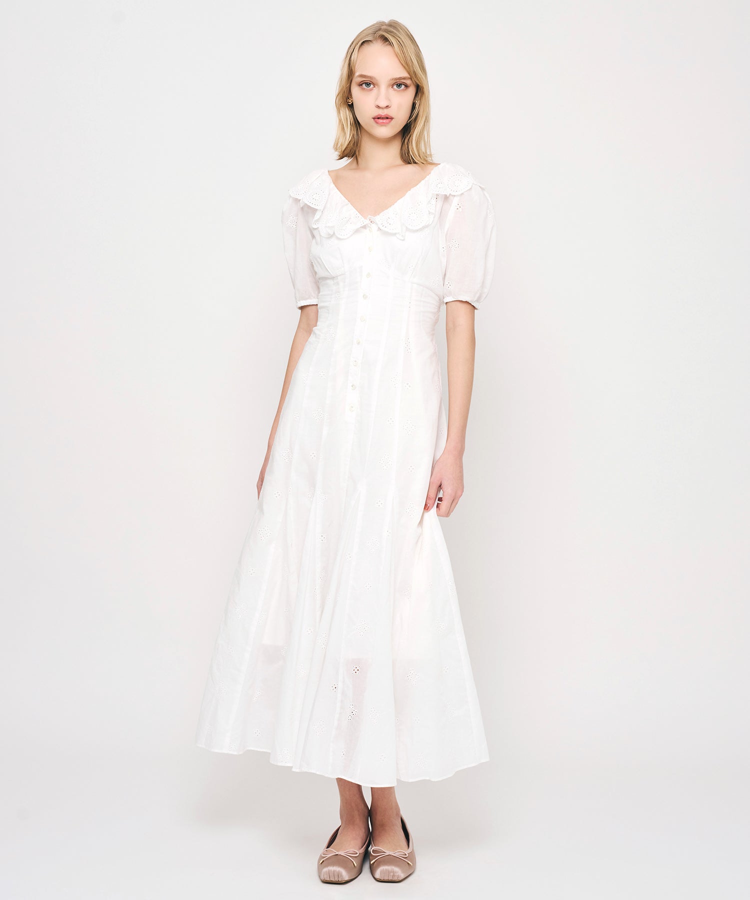 コットンボイルフラワーワンピース