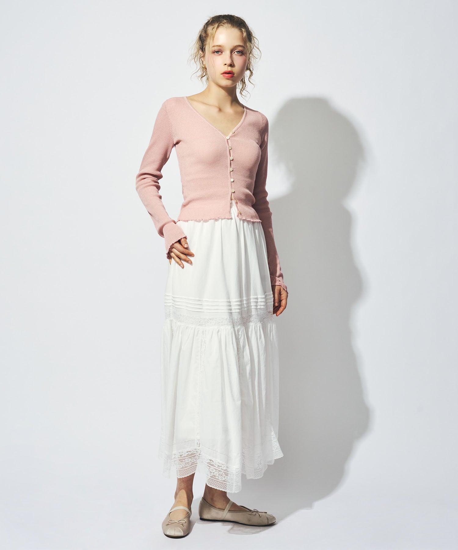 シアーリブニットカーディガン