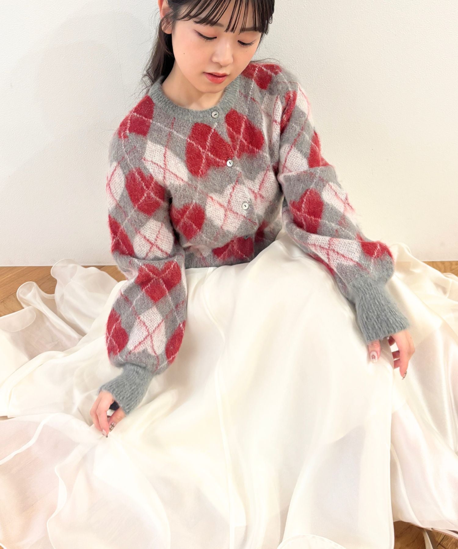 ハートアーガイルカーディガン