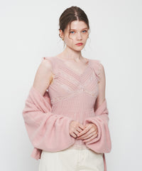 シフォンレースピンタックブラウス