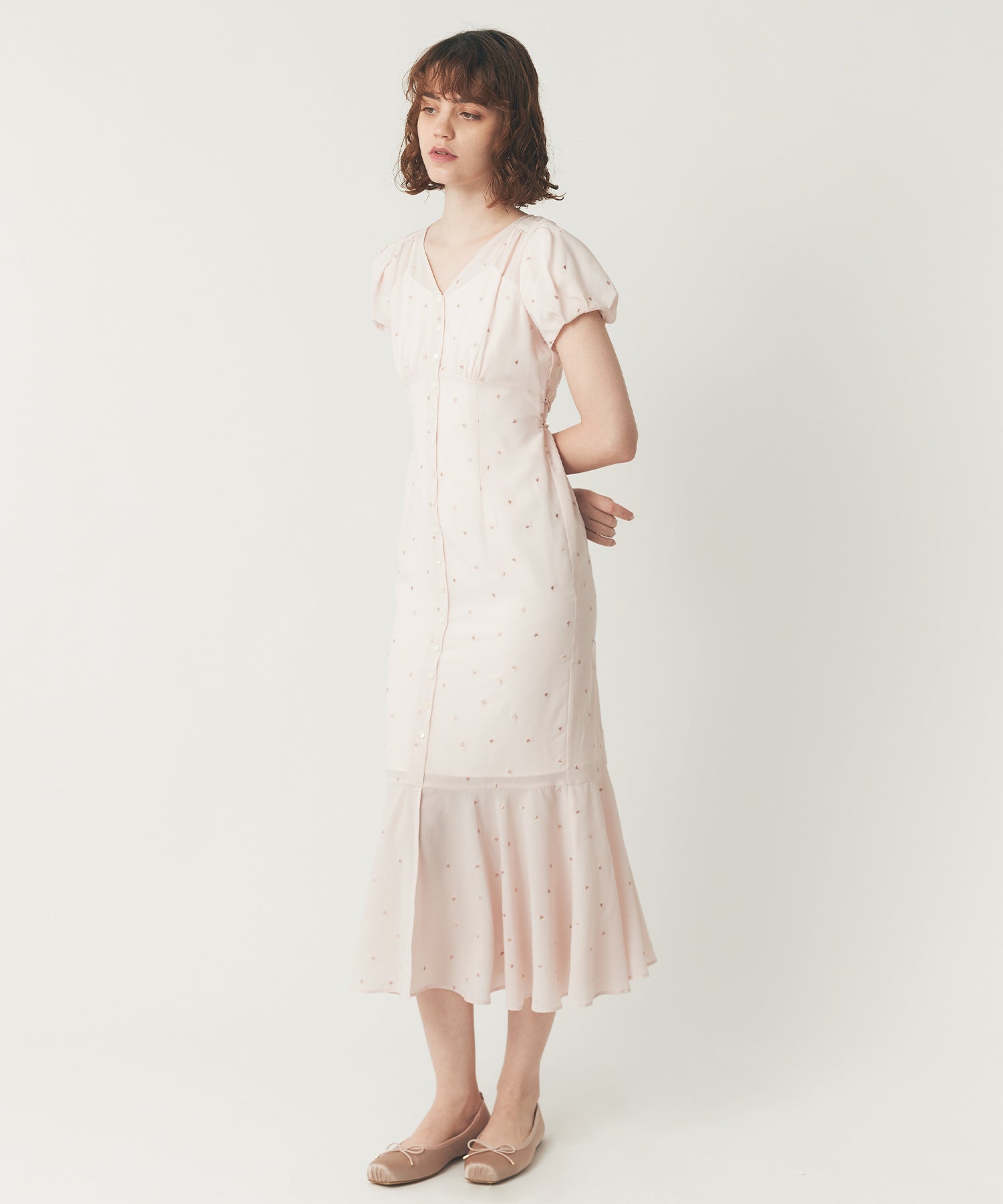 シフォンハート刺繍ワンピース