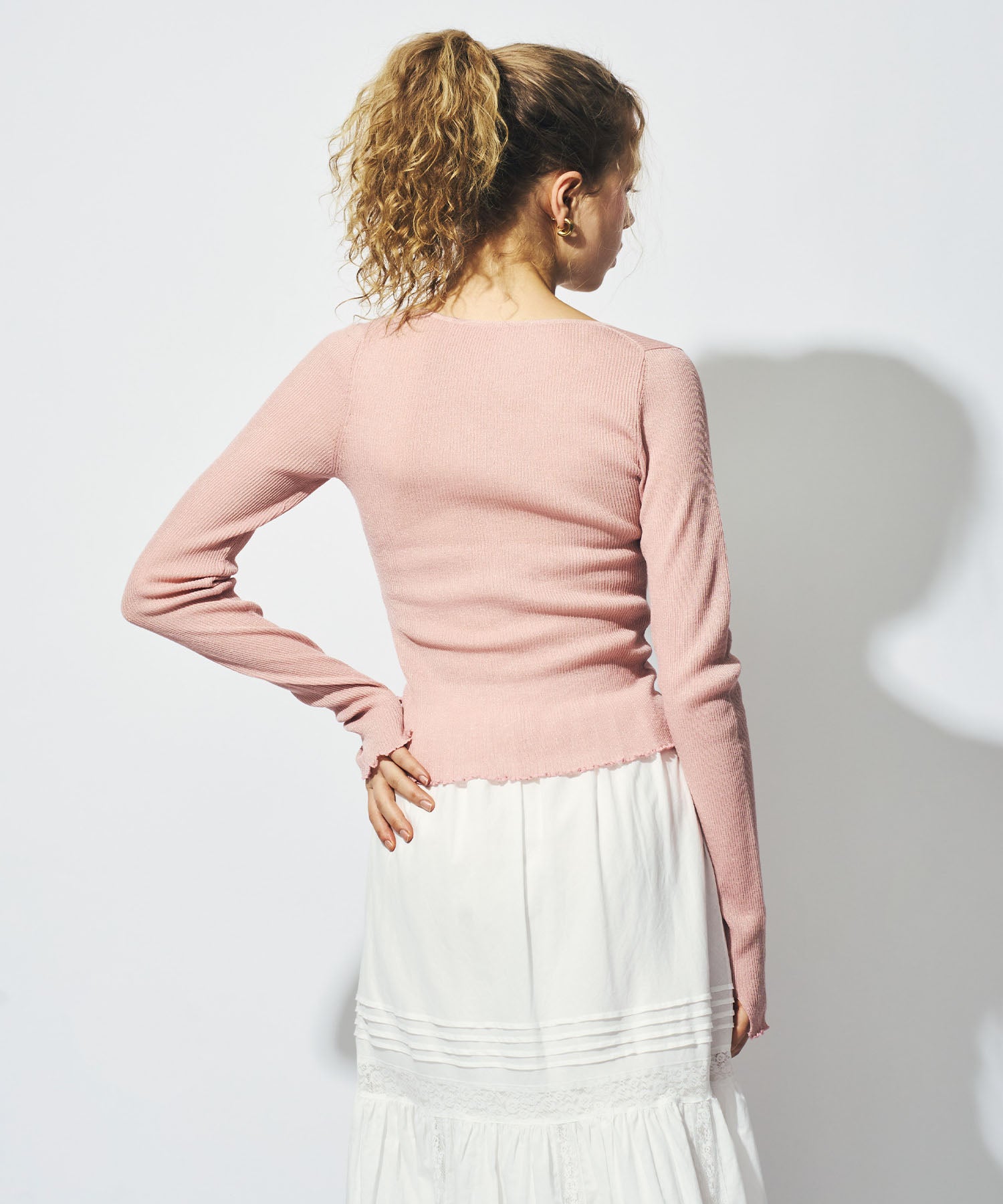 シアーリブニットカーディガン