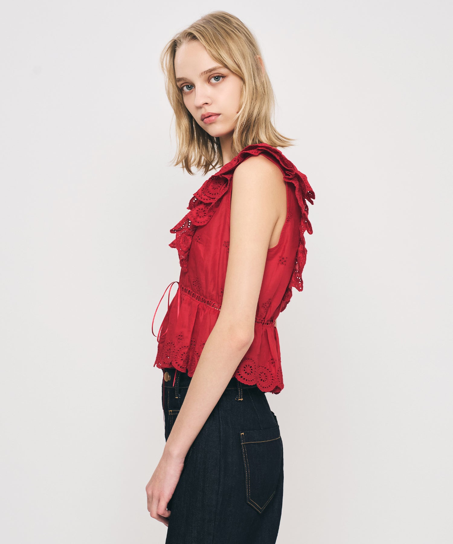 コットンボイルフラワーブラウス