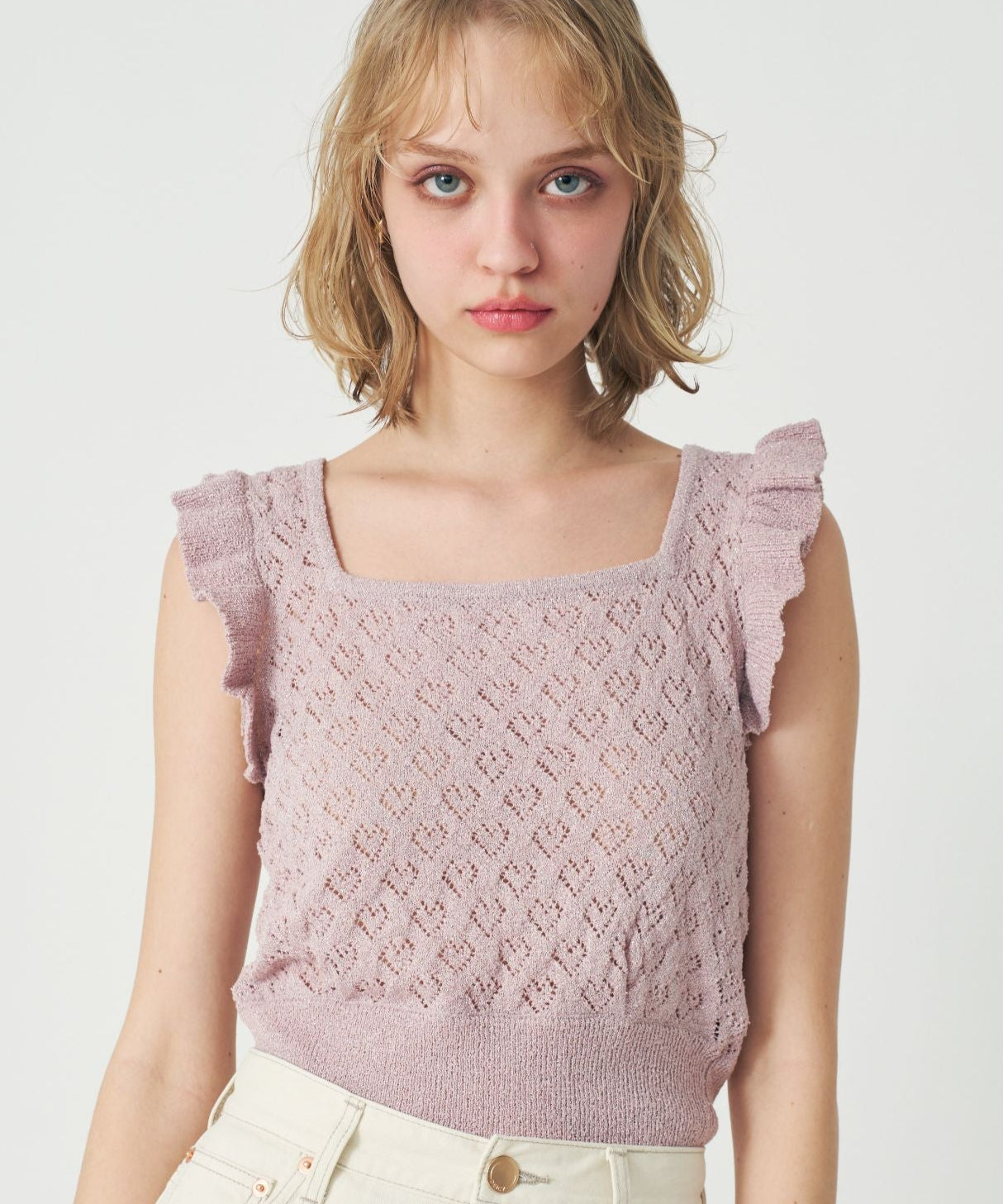 【預訂】金銀花毛圈心型針織