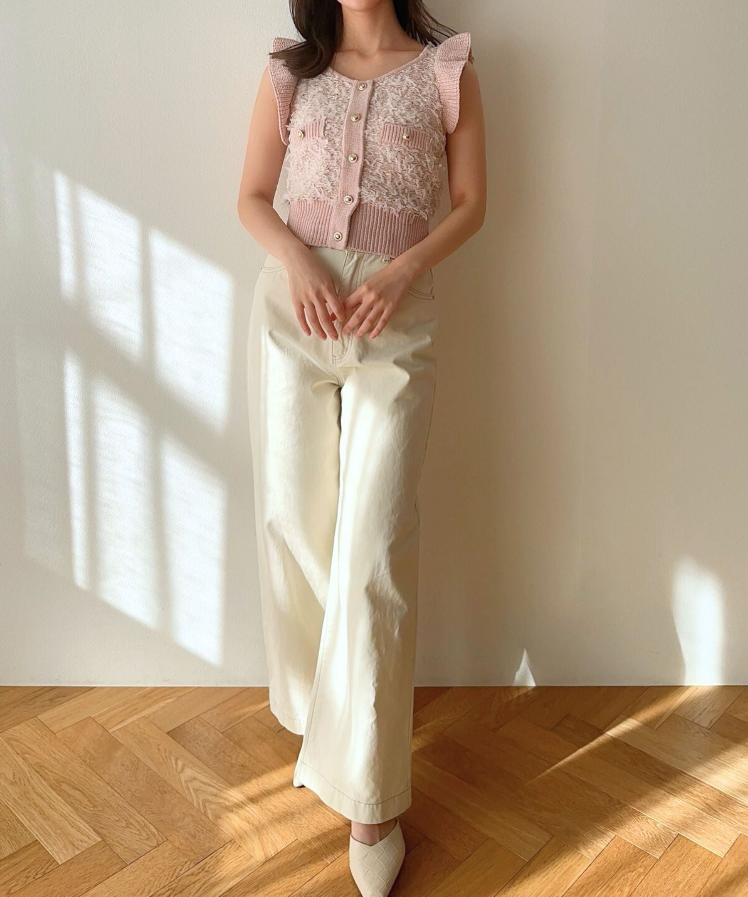 【預訂】絲帶流蘇荷葉邊針織