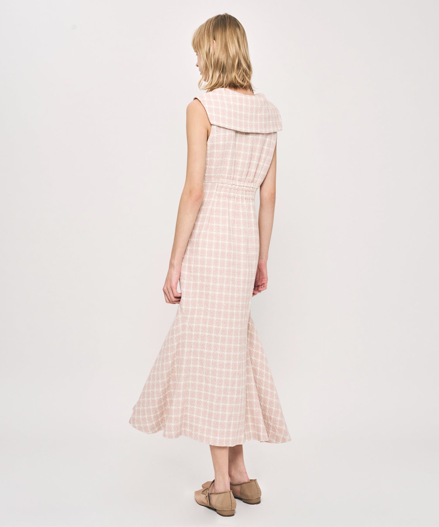 ドビーチェックセーラーカラーワンピース