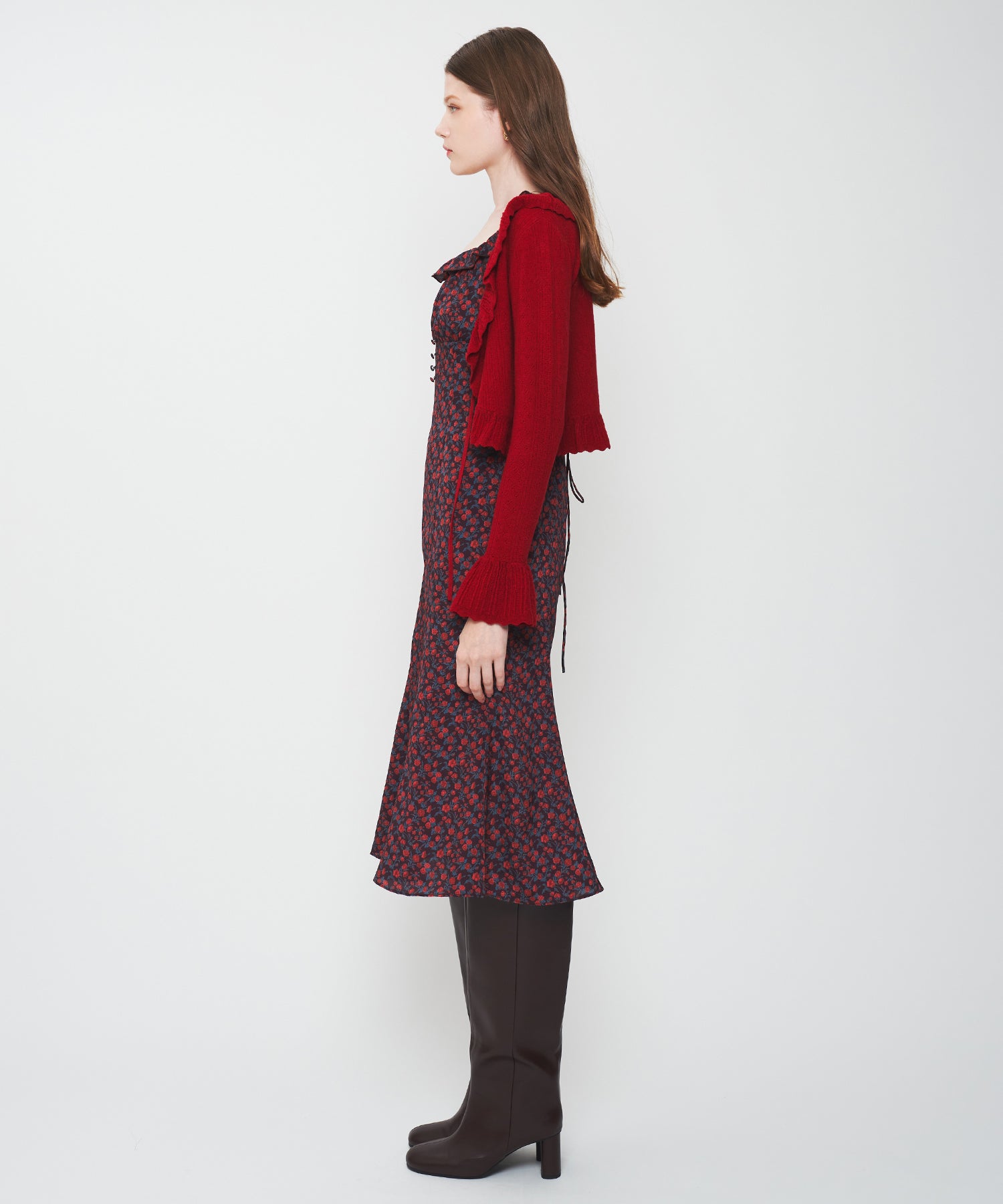 アイレットフリルニットカーディガン