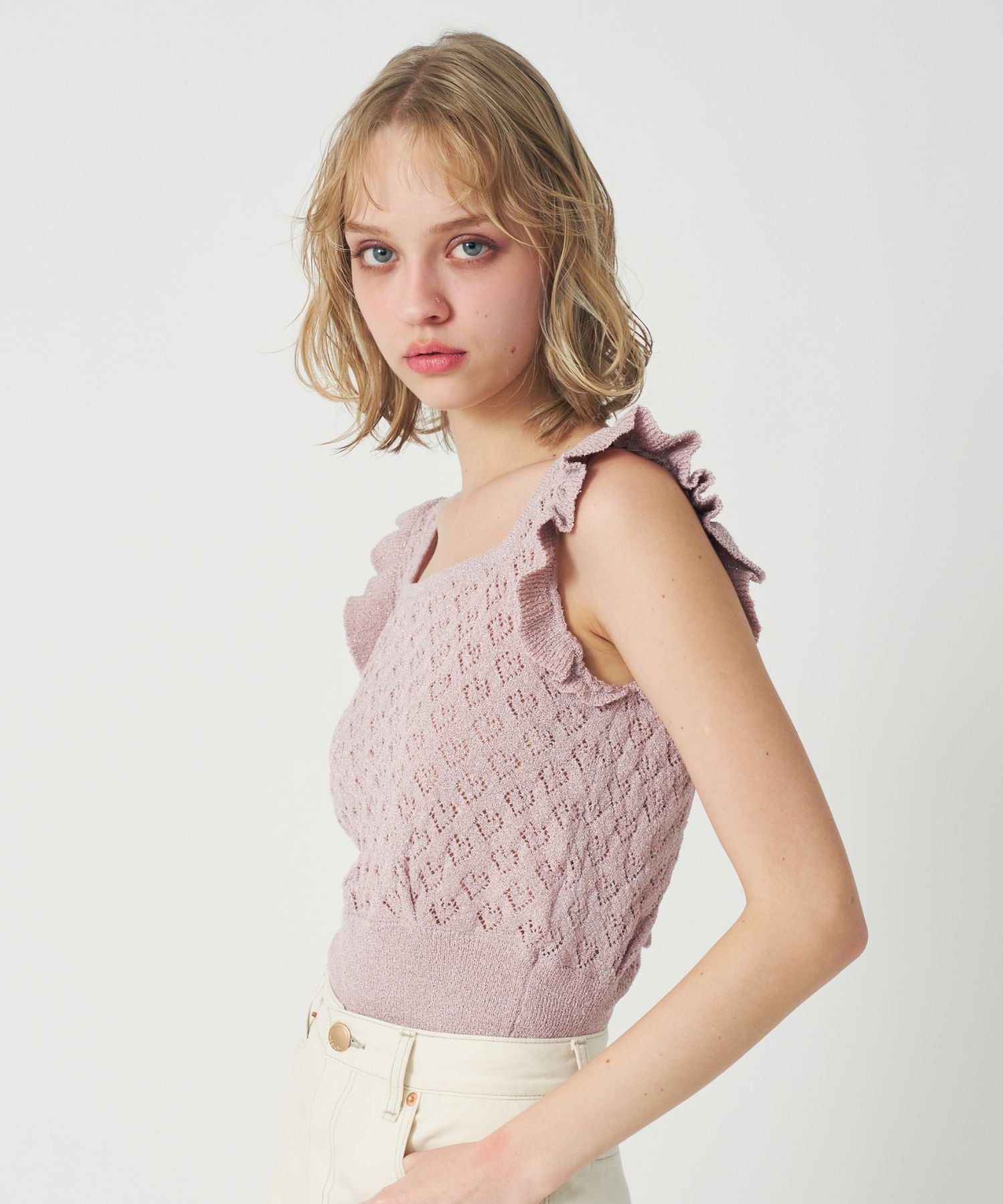 【預訂】金銀花毛圈心型針織