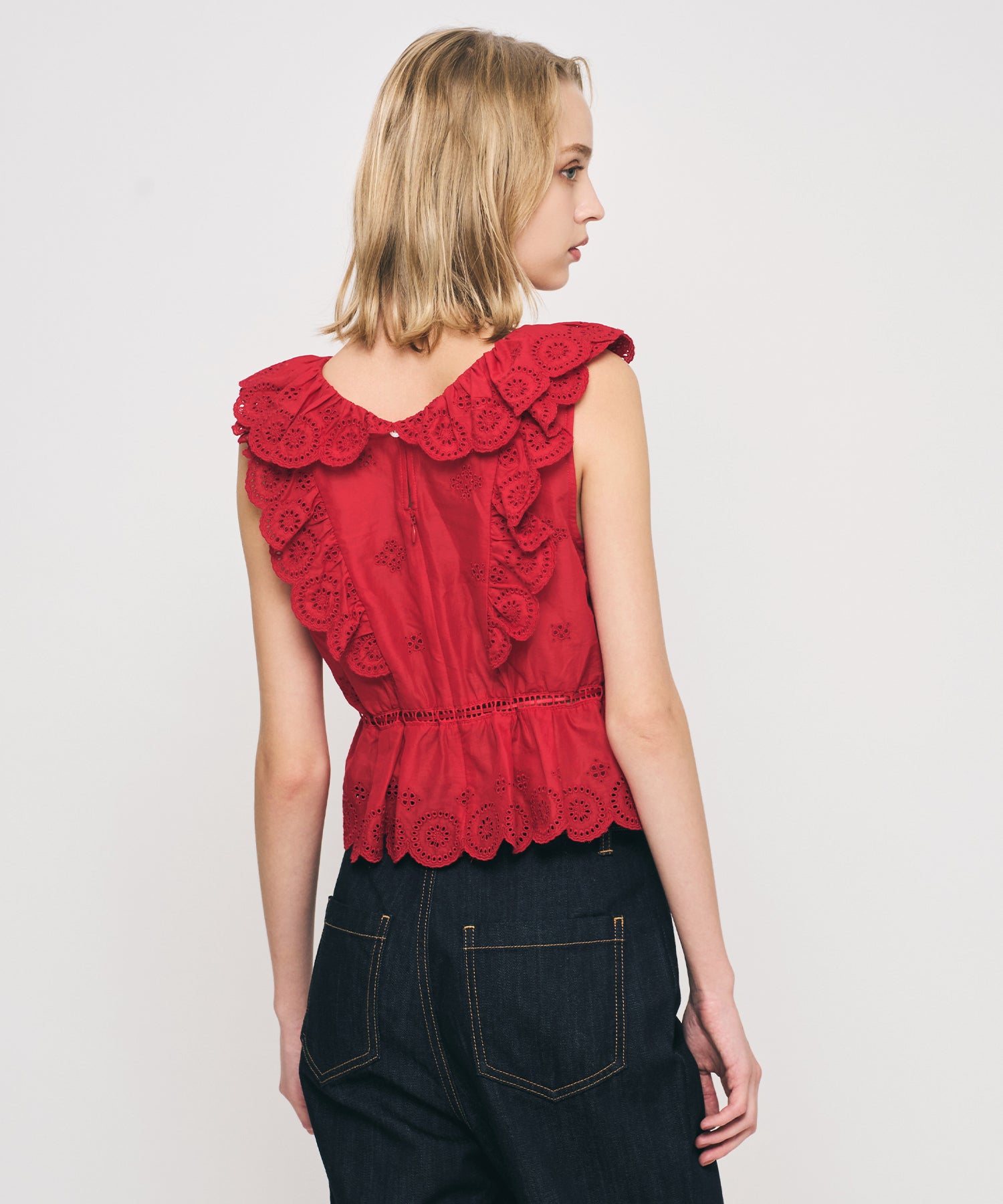 コットンボイルフラワーブラウス