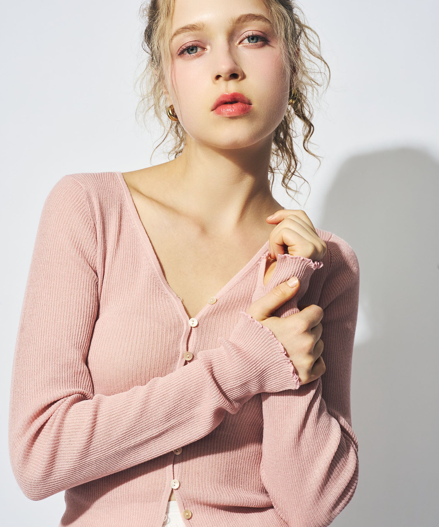 シアーリブニットカーディガン