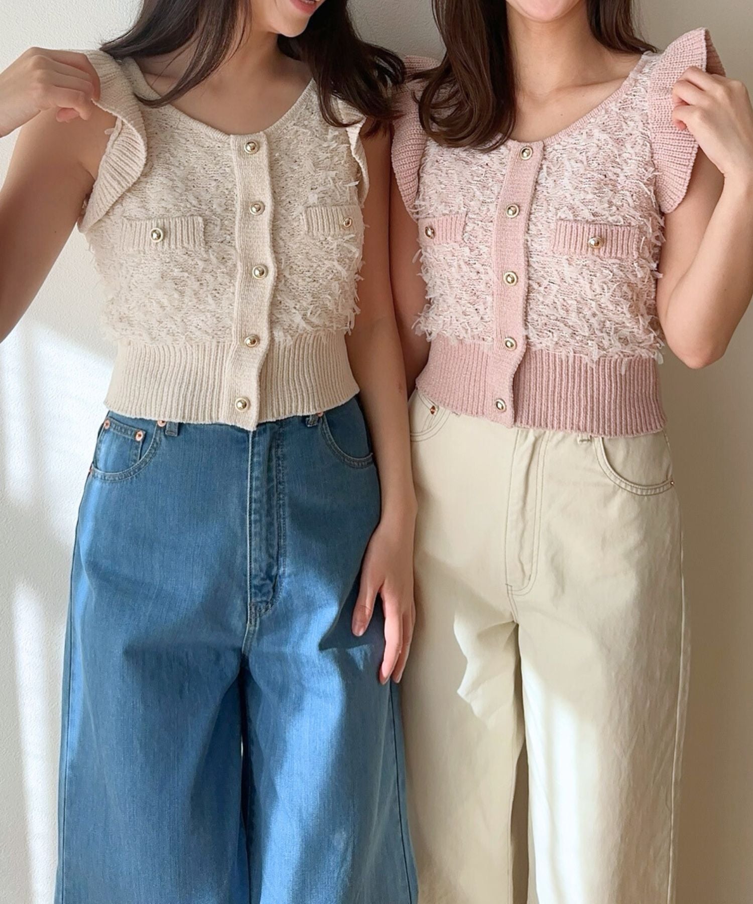 【預訂】絲帶流蘇荷葉邊針織