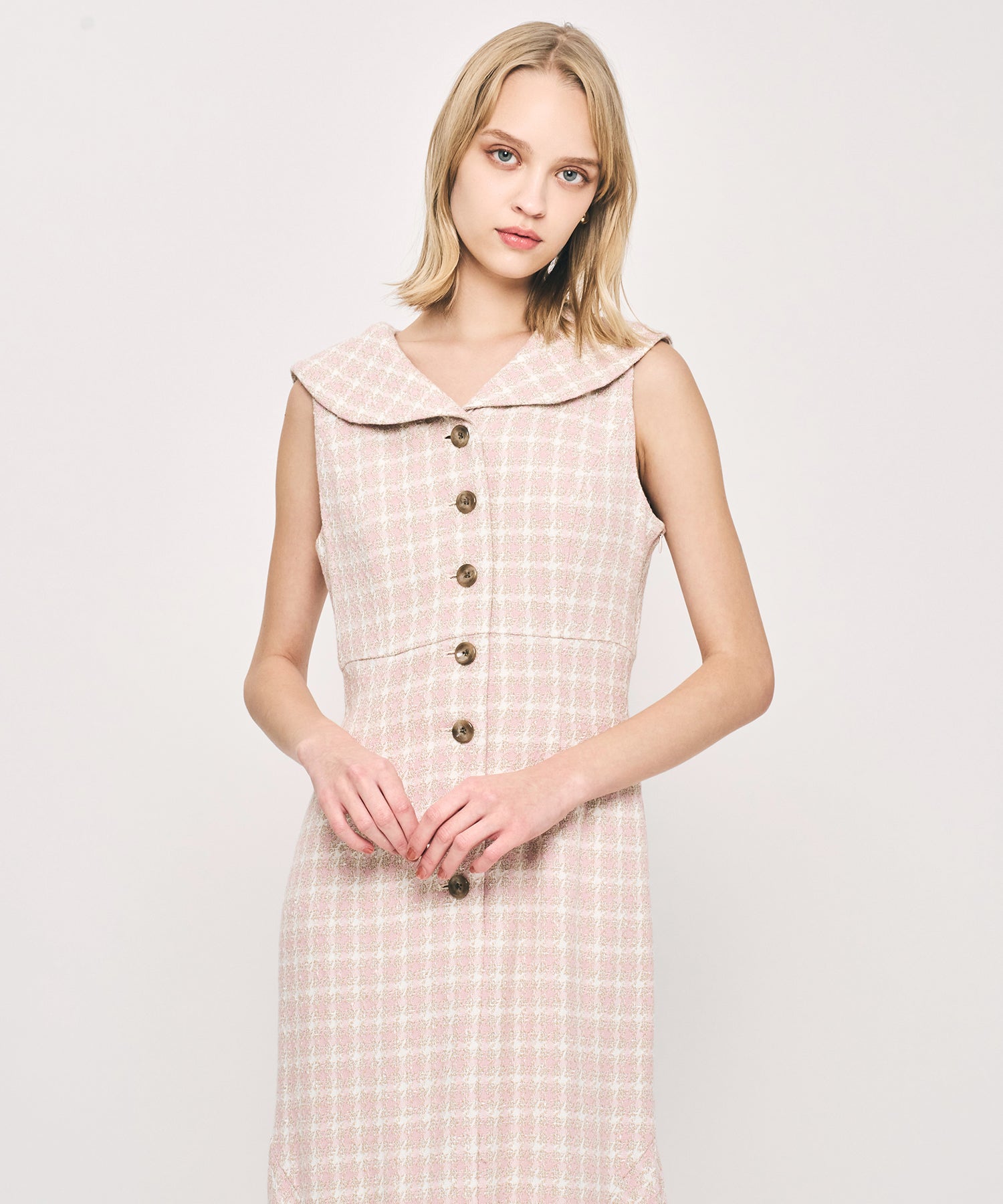 ドビーチェックセーラーカラーワンピース