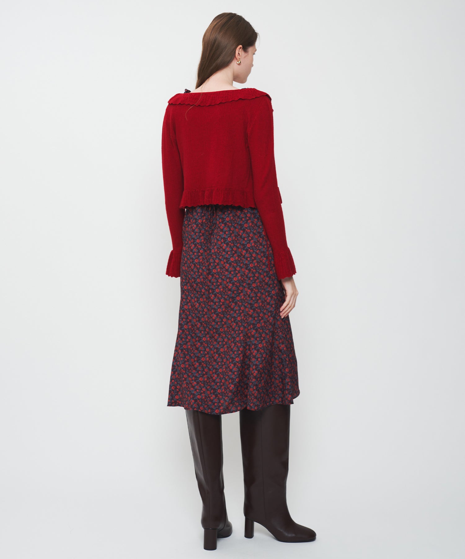 アイレットフリルニットカーディガン