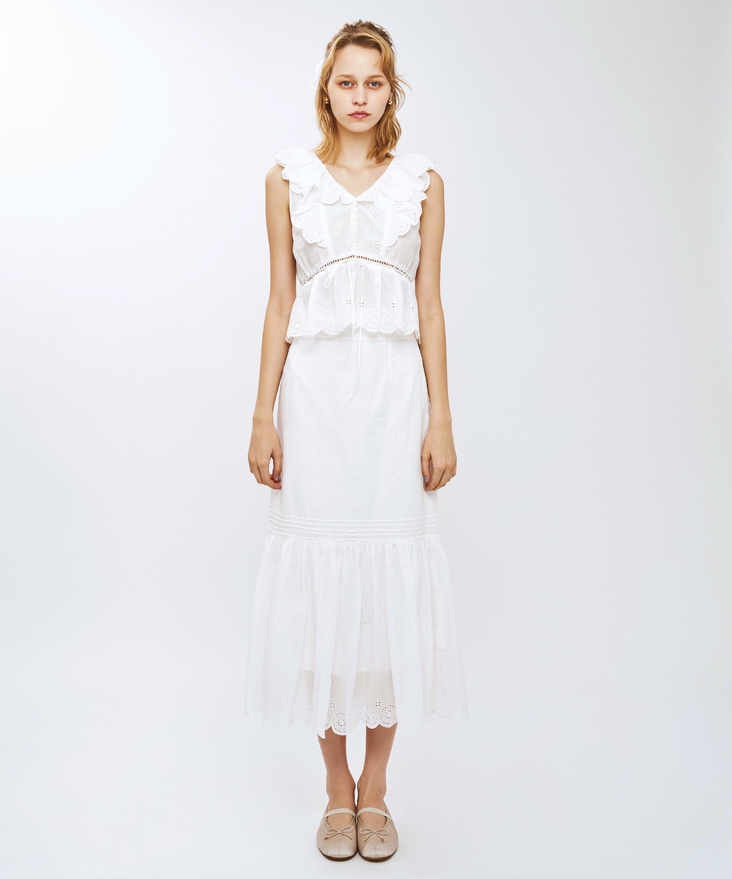 コットンボイルフラワーブラウス