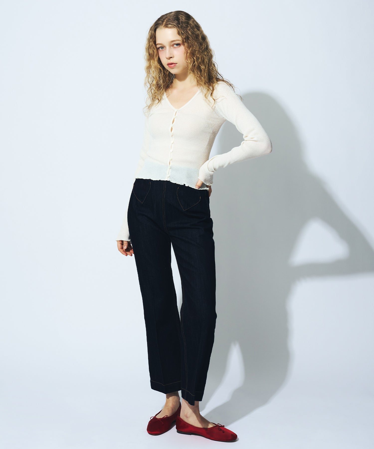 シアーリブニットカーディガン