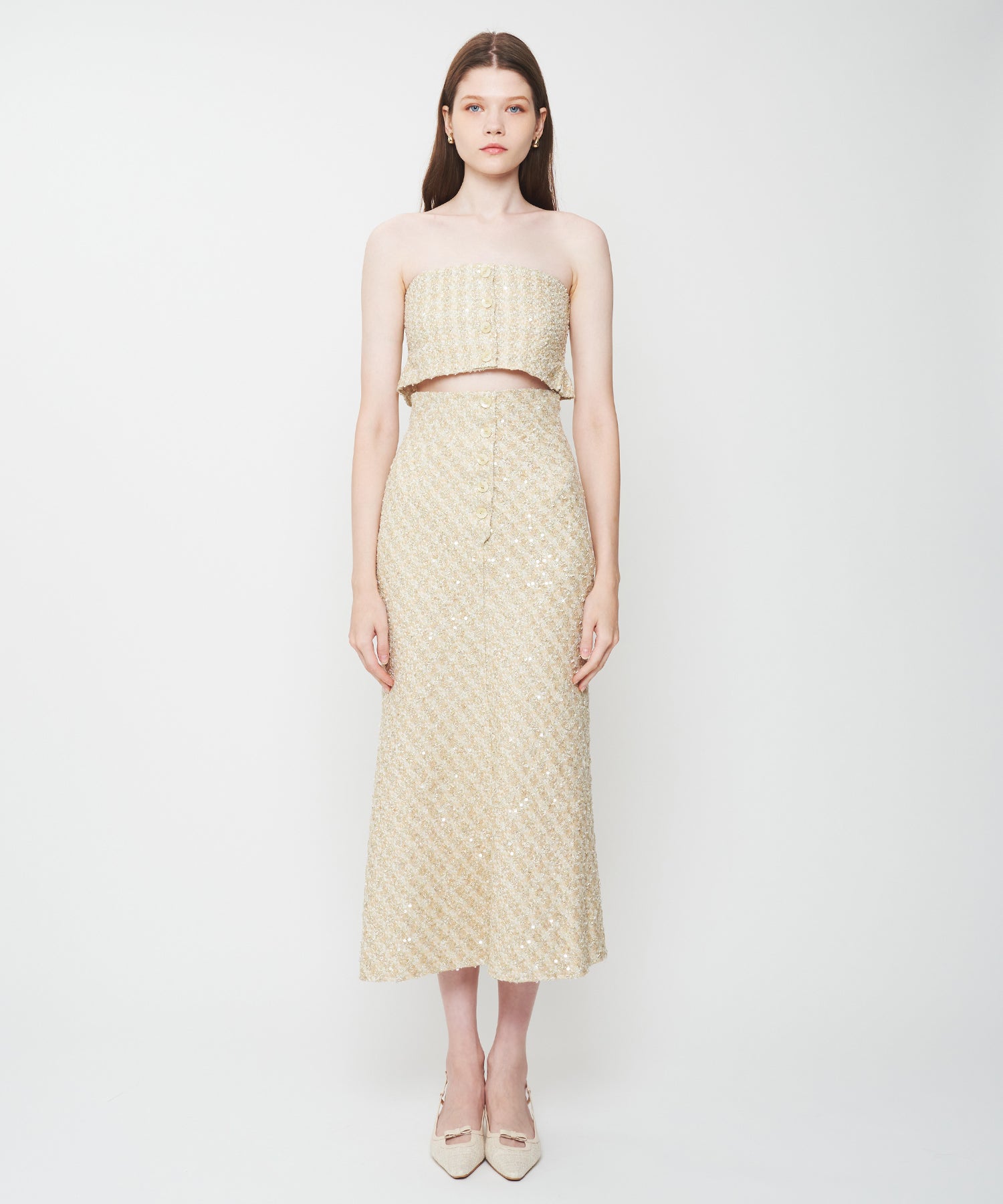 ツイードビスチェセットスカート