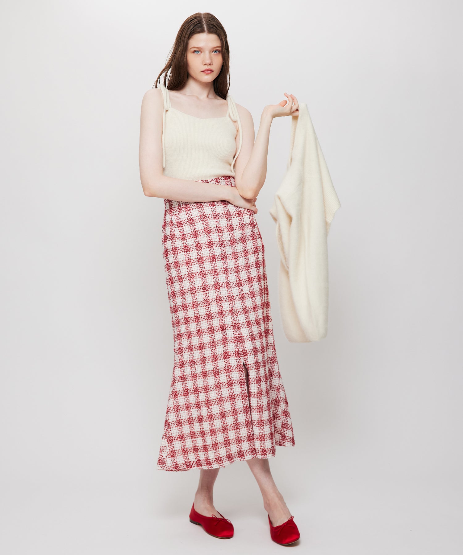 ループチェックマーメイドスカート