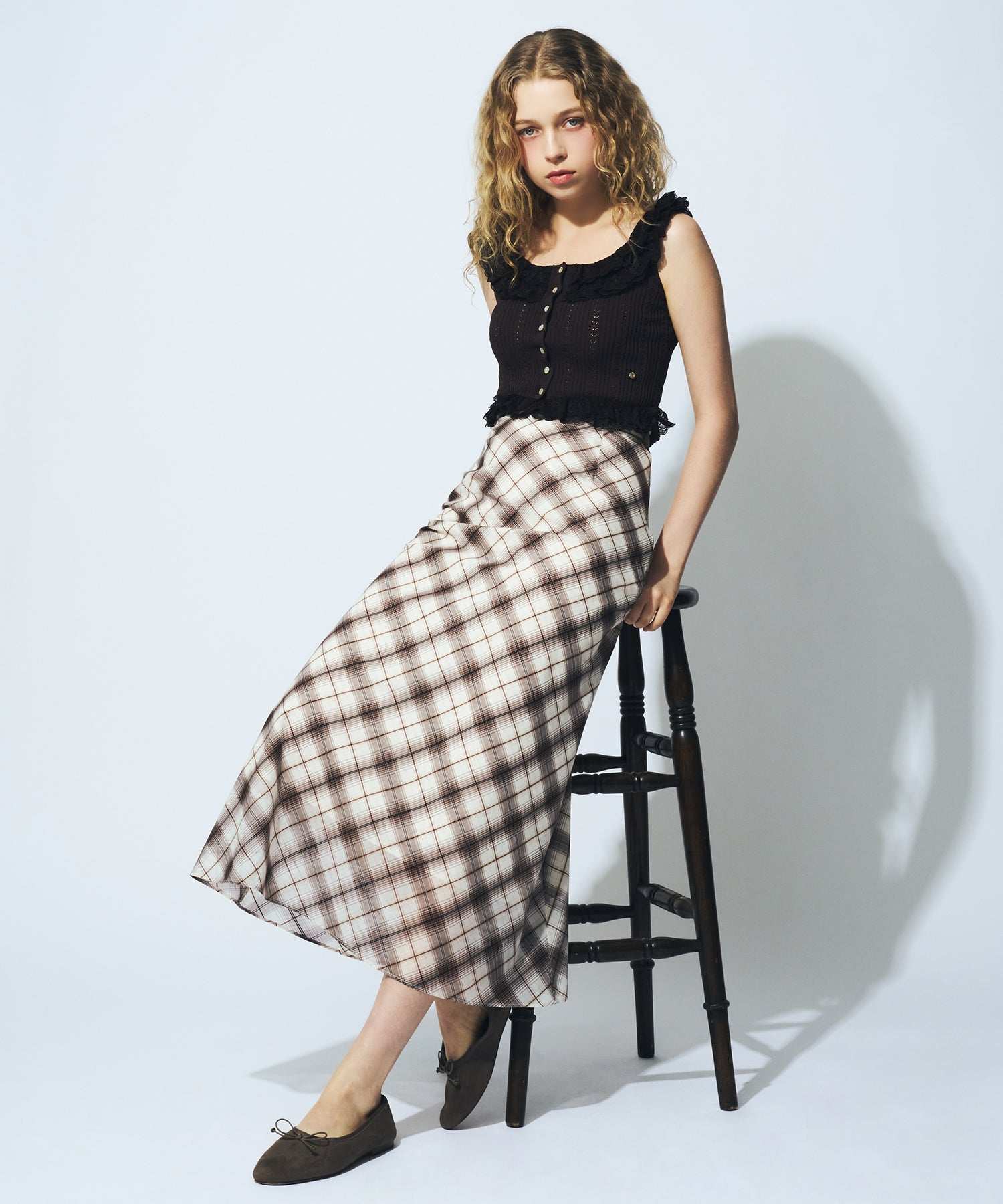【予約】シアーチェックバイヤススカート
