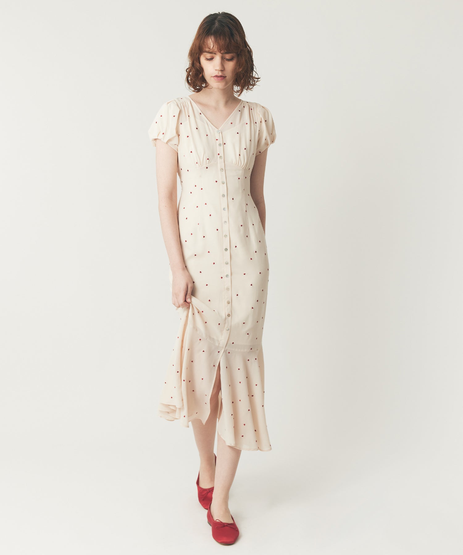 シフォンハート刺繍ワンピース