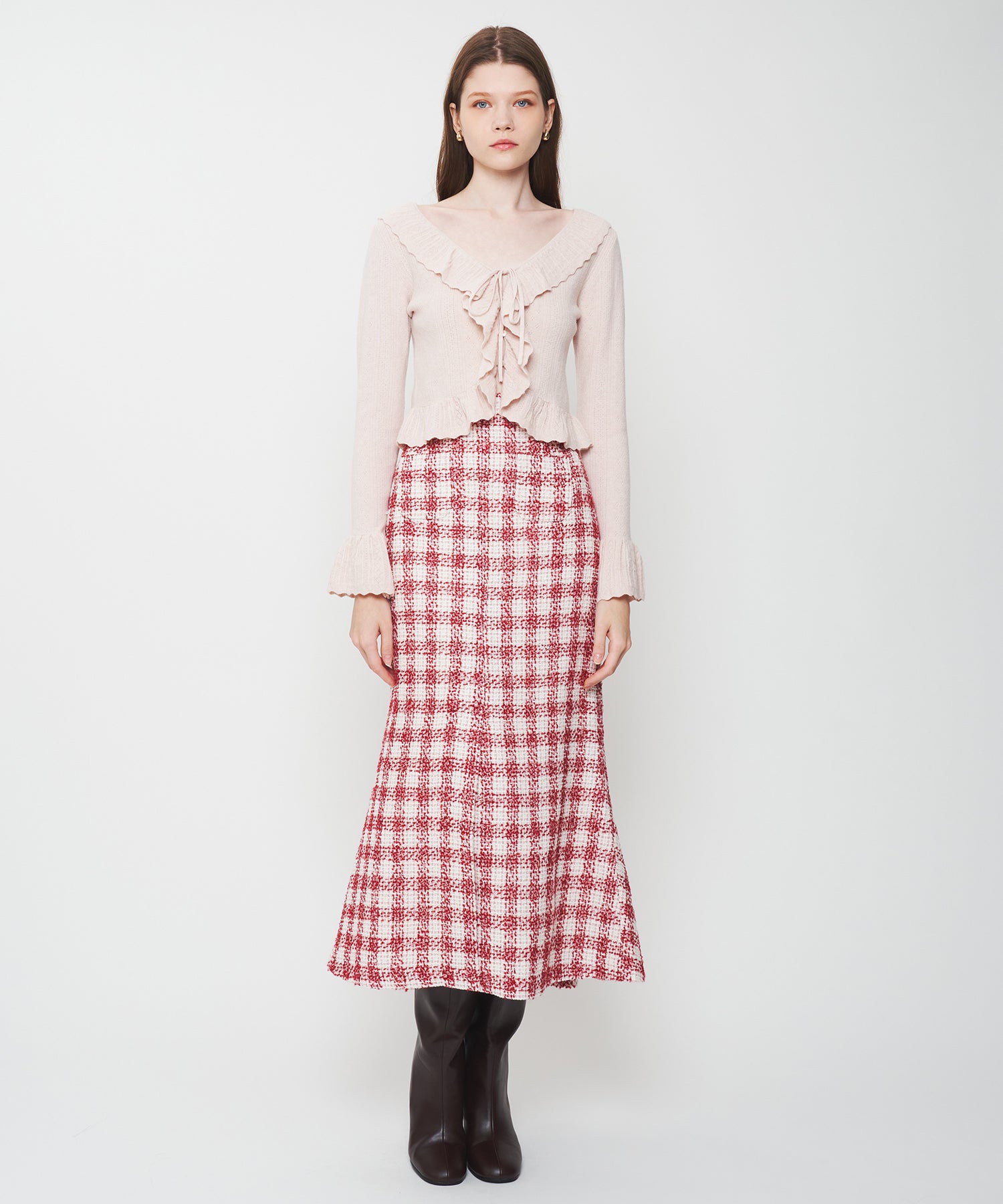 アイレットフリルニットカーディガン