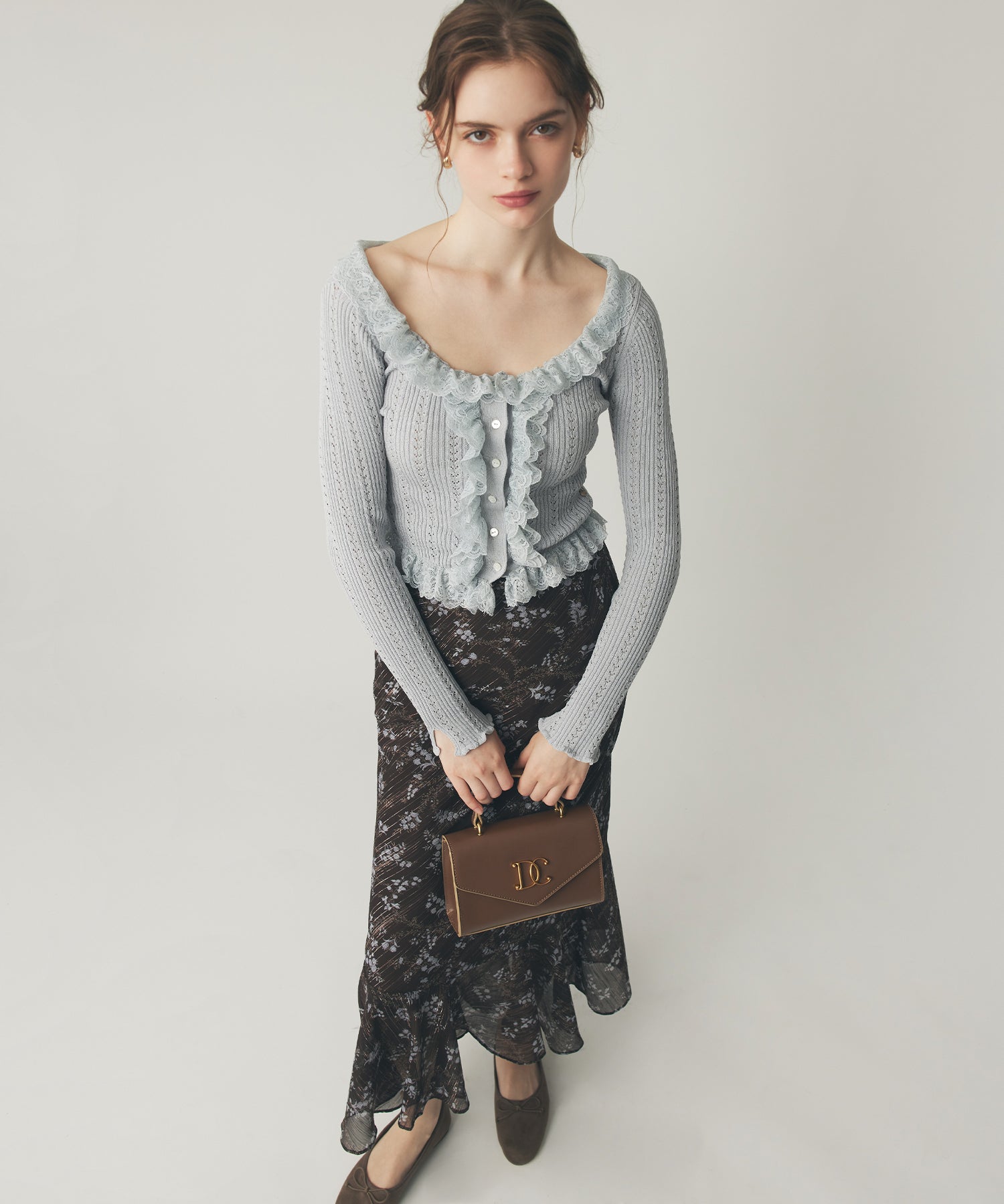 アイレットレースニットカーディガン