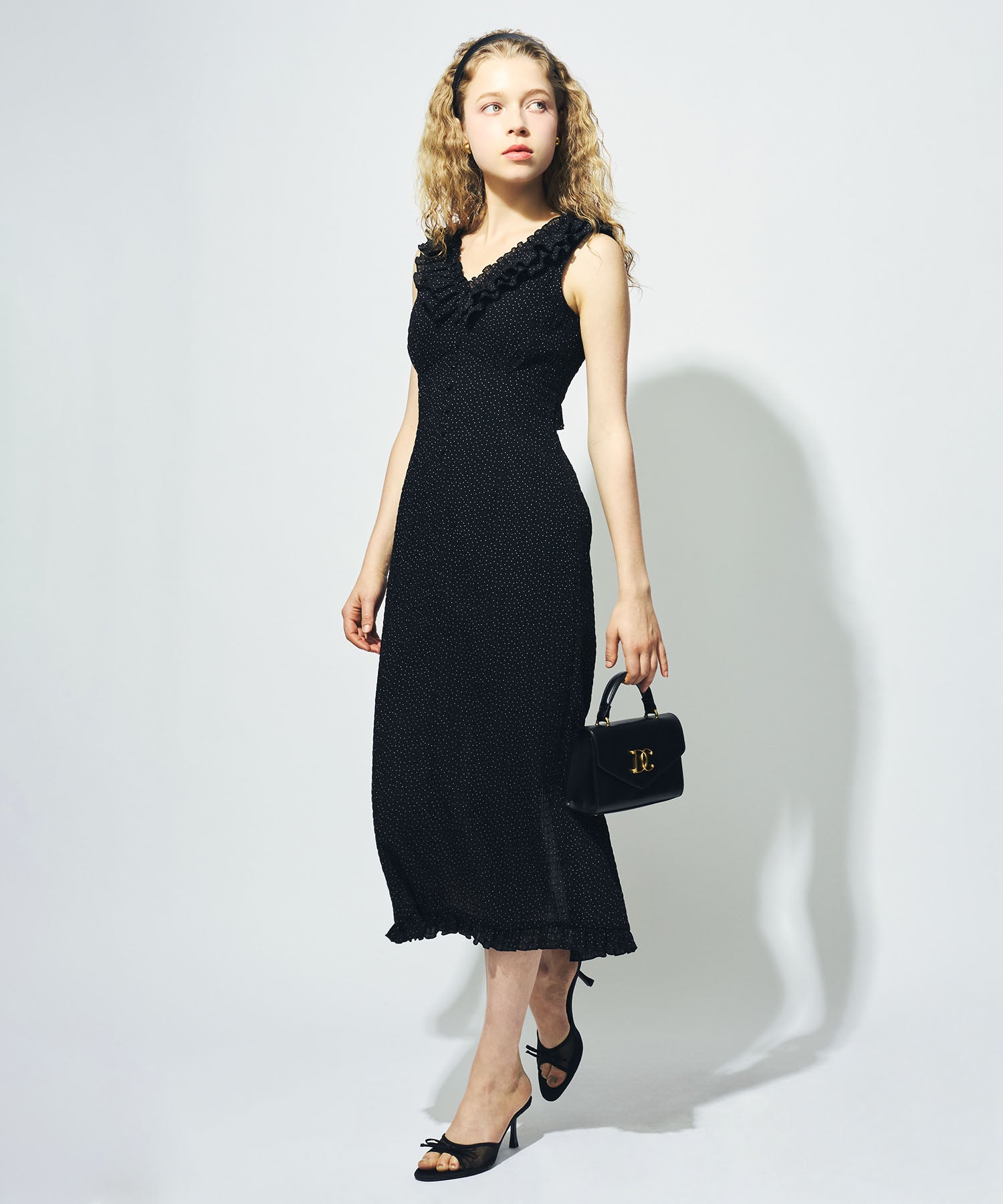 【予約】シフォンドットフリルワンピース