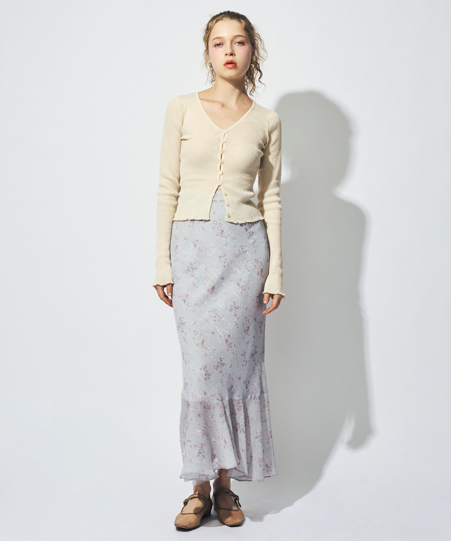 シアーリブニットカーディガン