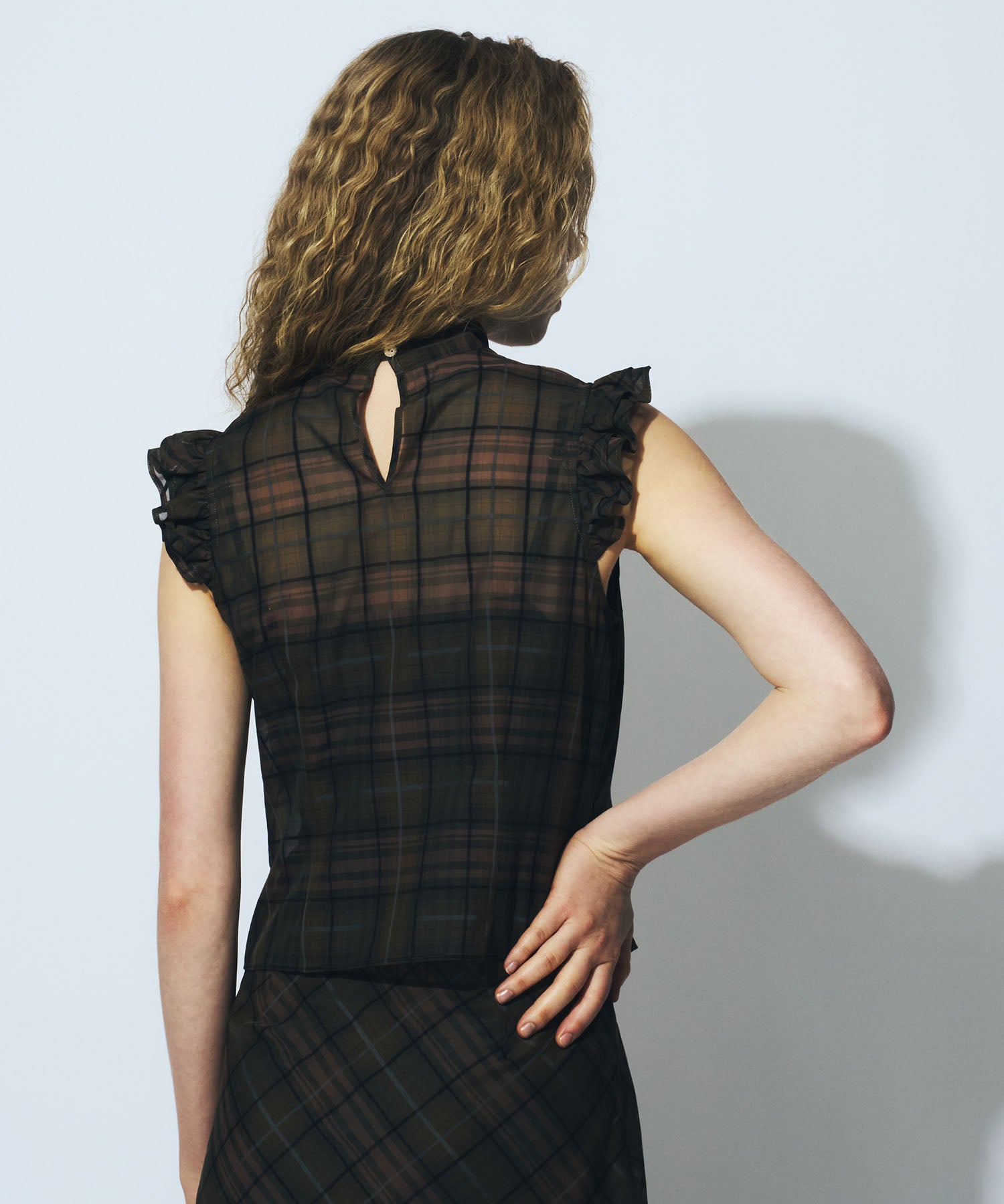 【予約】シアーチェックボウタイブラウス