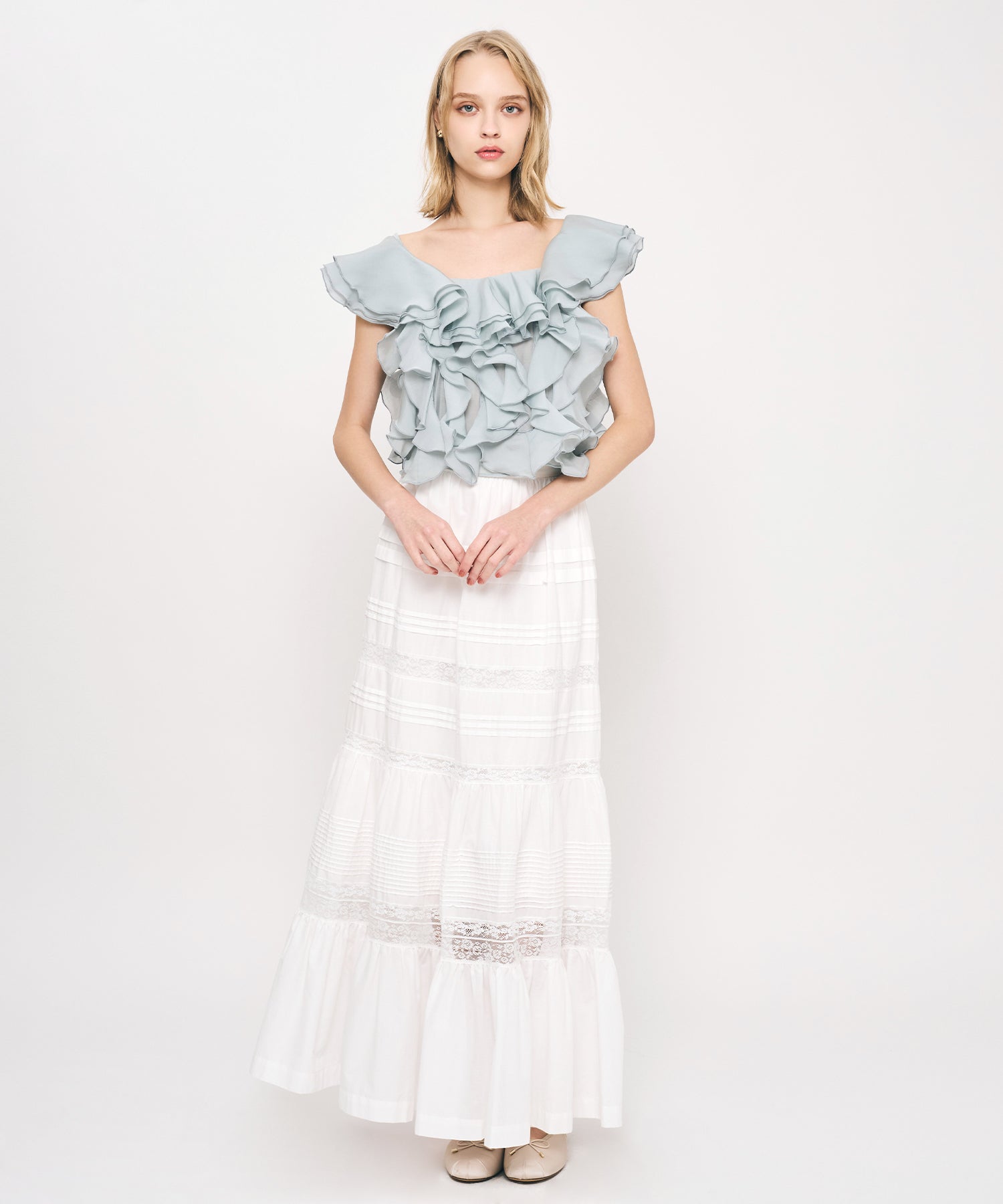 【予約】シアーフレアフリルブラウス