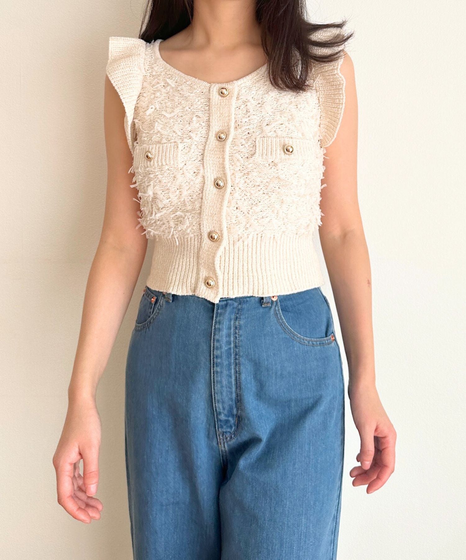 【預訂】絲帶流蘇荷葉邊針織