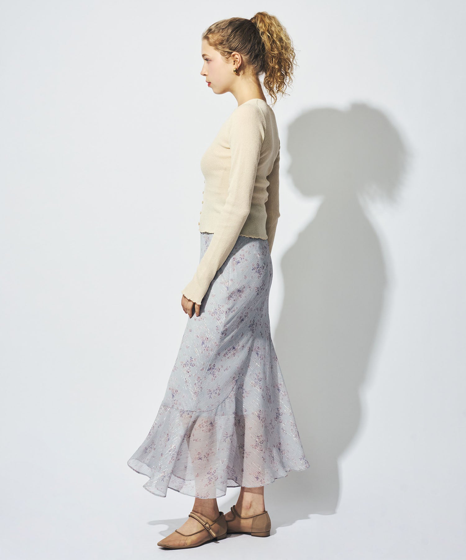 シアーリブニットカーディガン