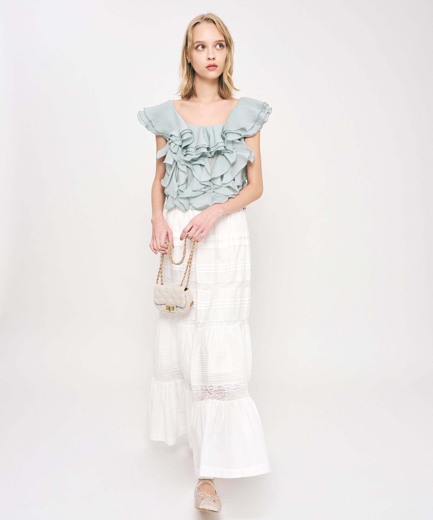 シアーフレアフリルブラウス