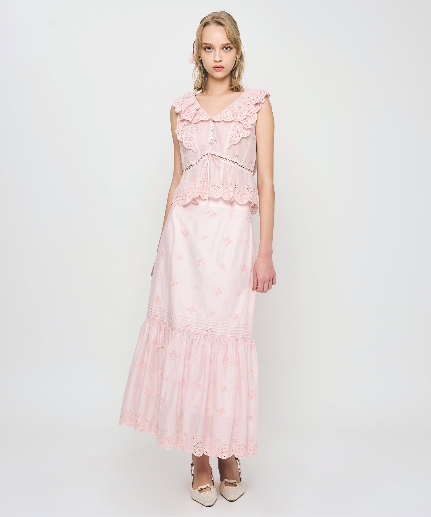 コットンボイルフラワースカート