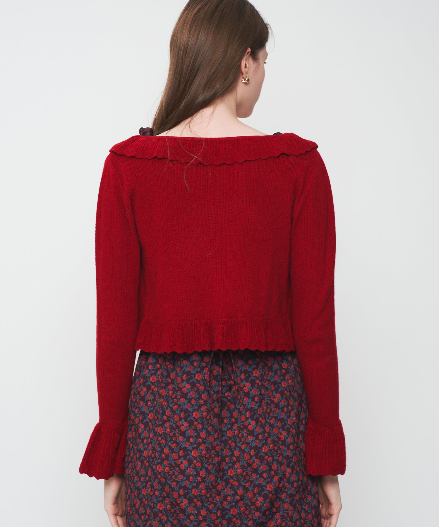 アイレットフリルニットカーディガン