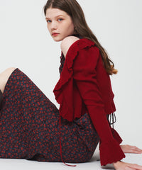 アイレットフリルニットカーディガン