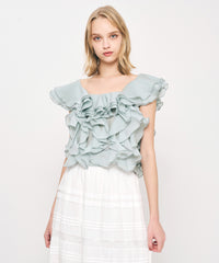 シアーフレアフリルブラウス