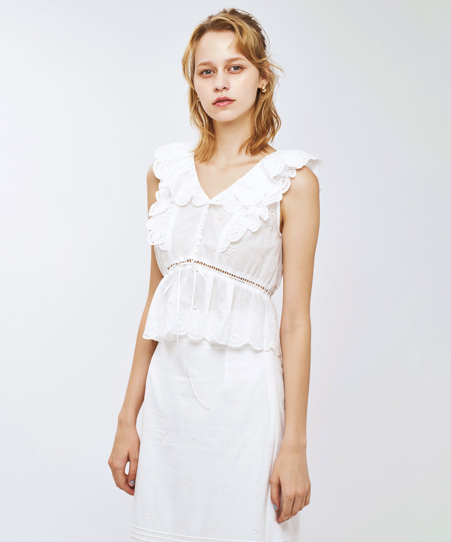 コットンボイルフラワーブラウス