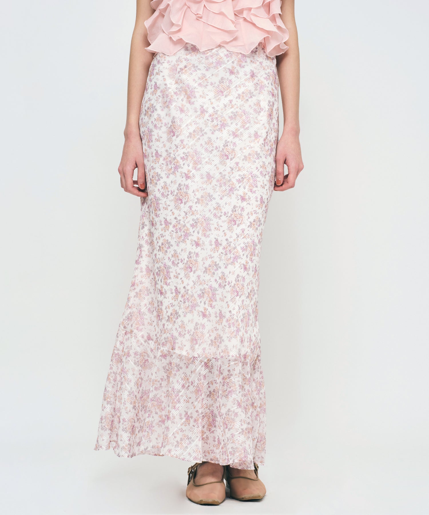 フルールラメシフォンスカート