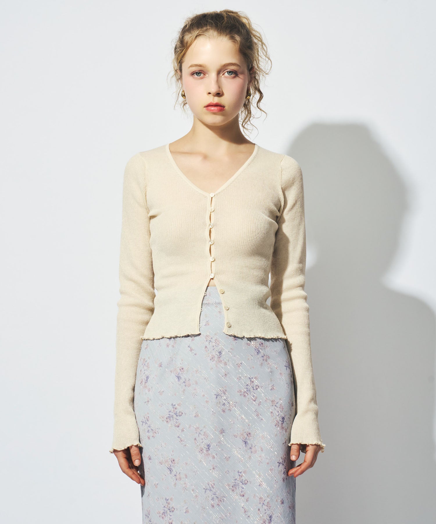 シアーリブニットカーディガン