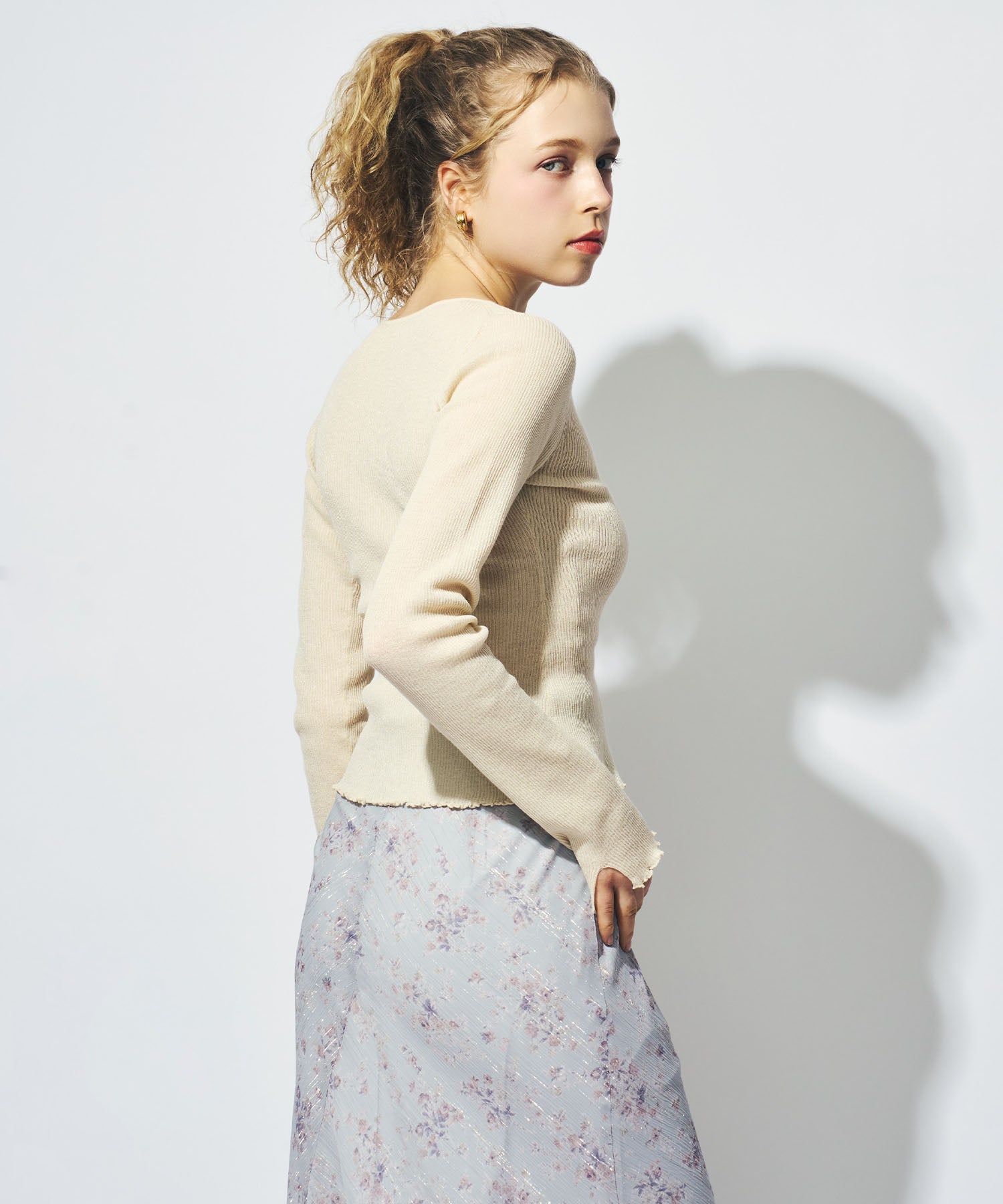 シアーリブニットカーディガン