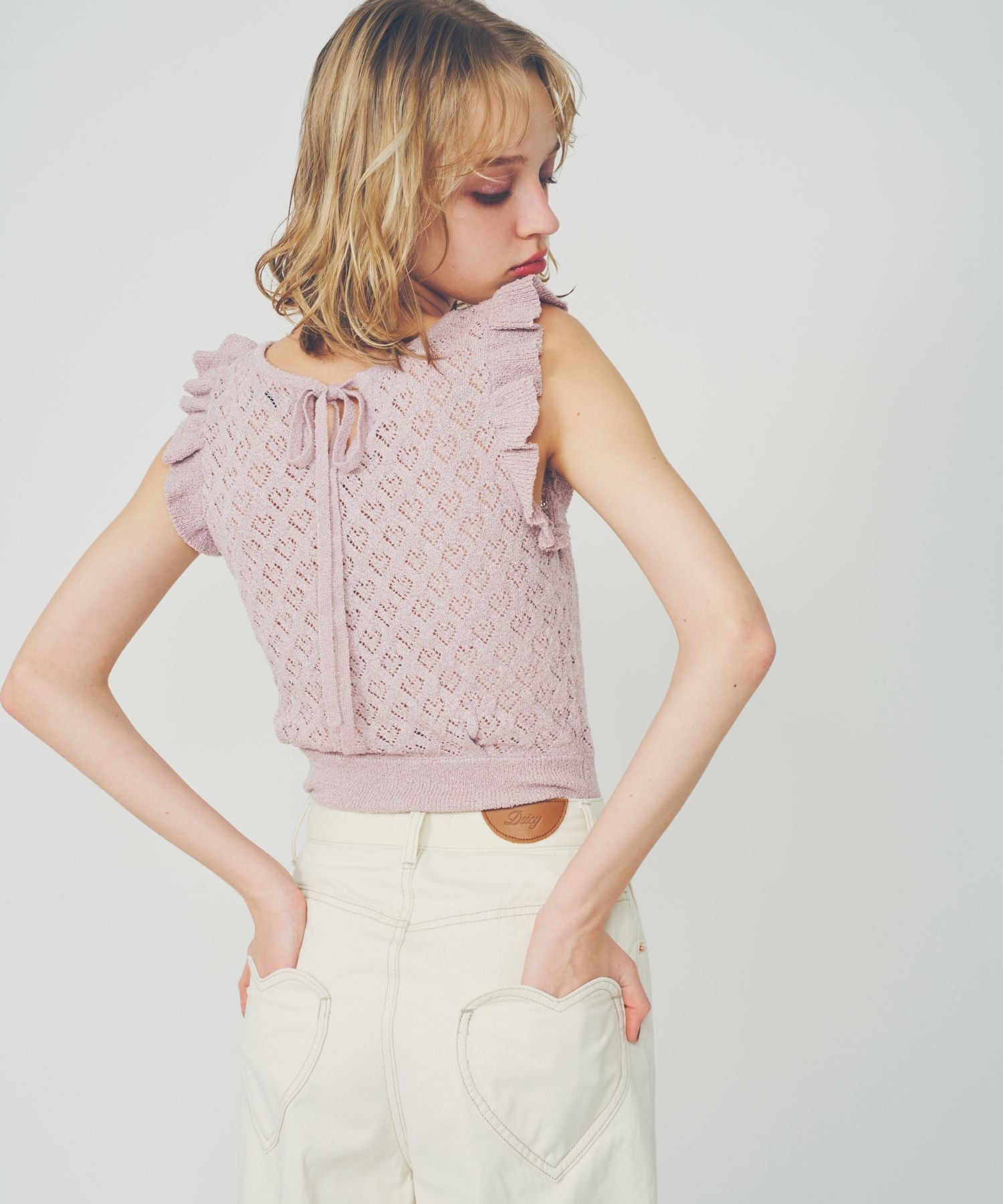 【預訂】金銀花毛圈心型針織