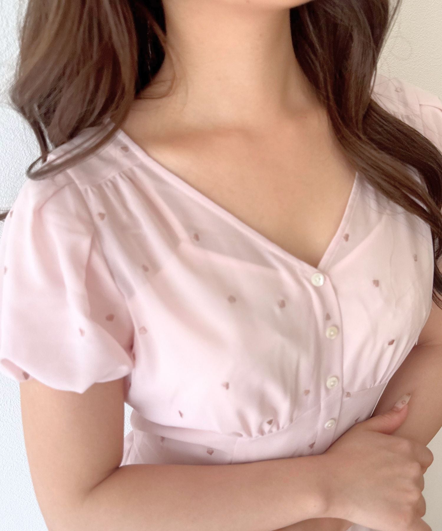 シフォンハート刺繍ワンピース