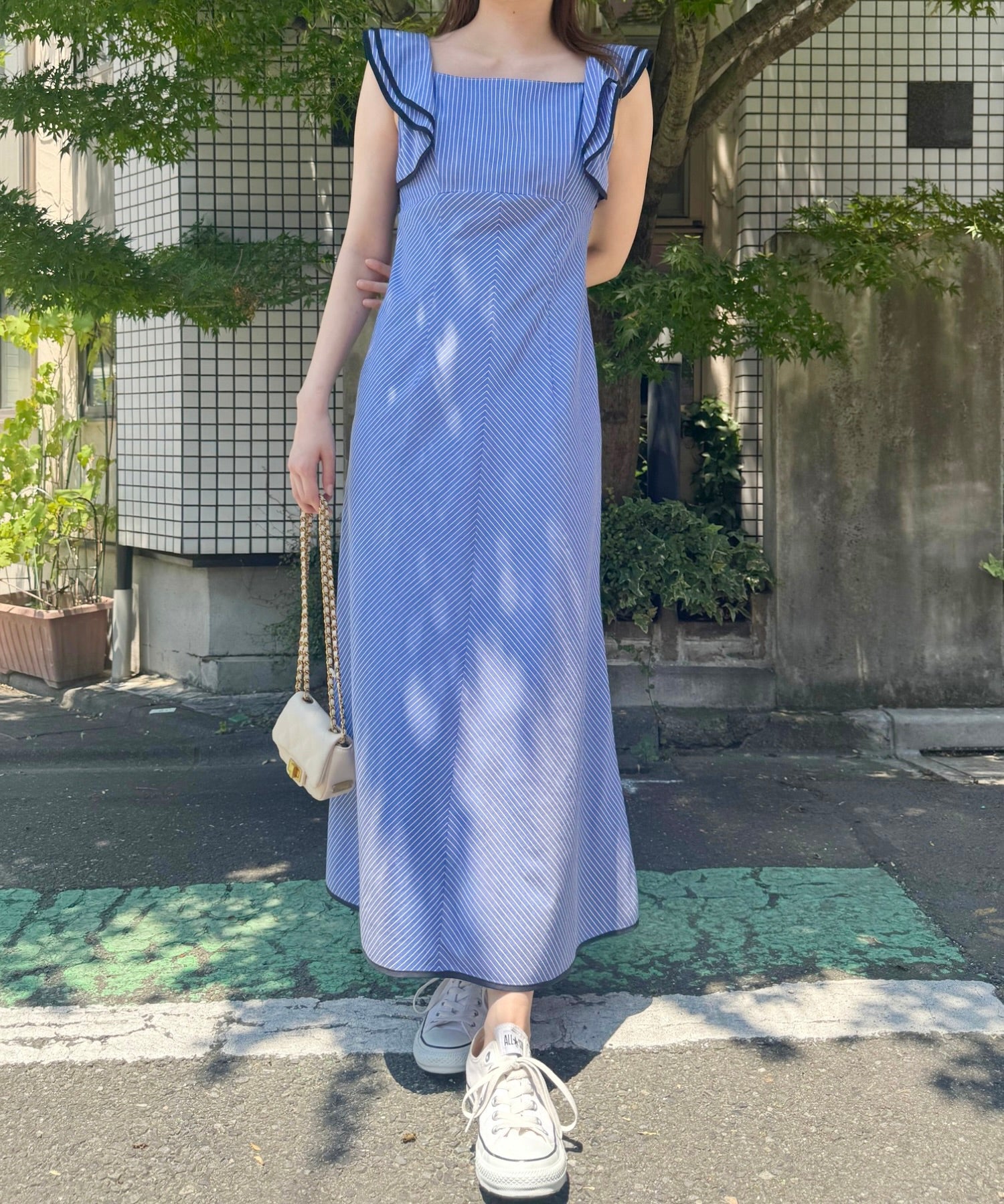 Frill shoulder dress
