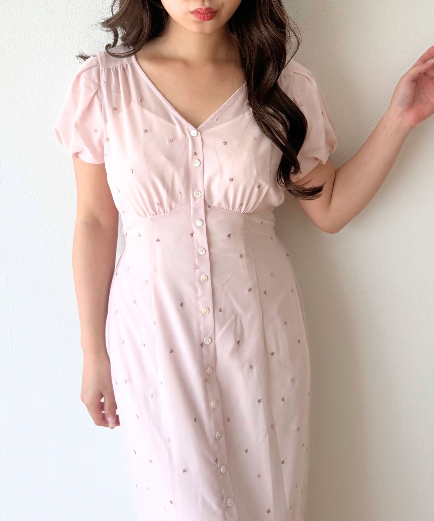 シフォンハート刺繍ワンピース