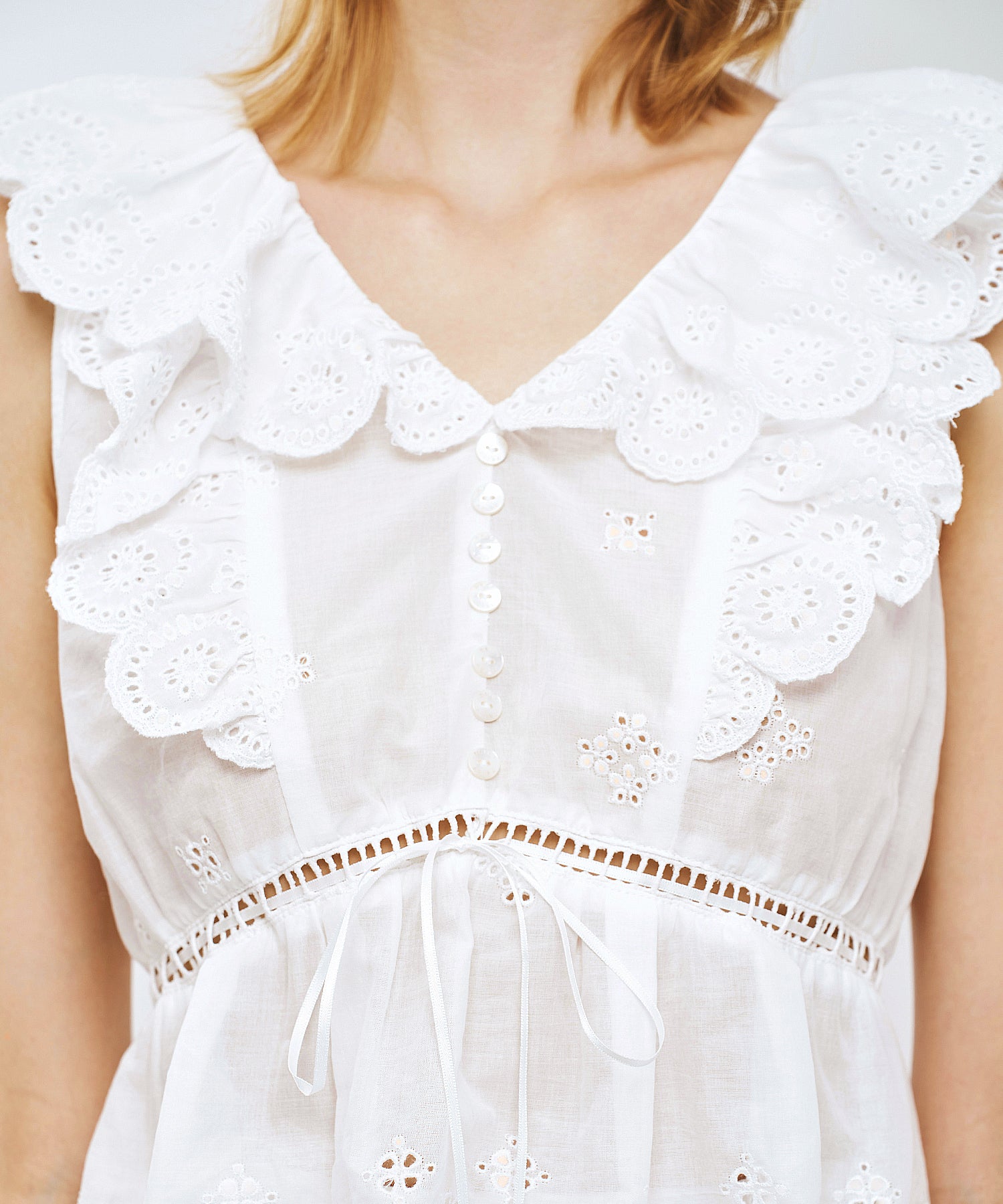 コットンボイルフラワーブラウス