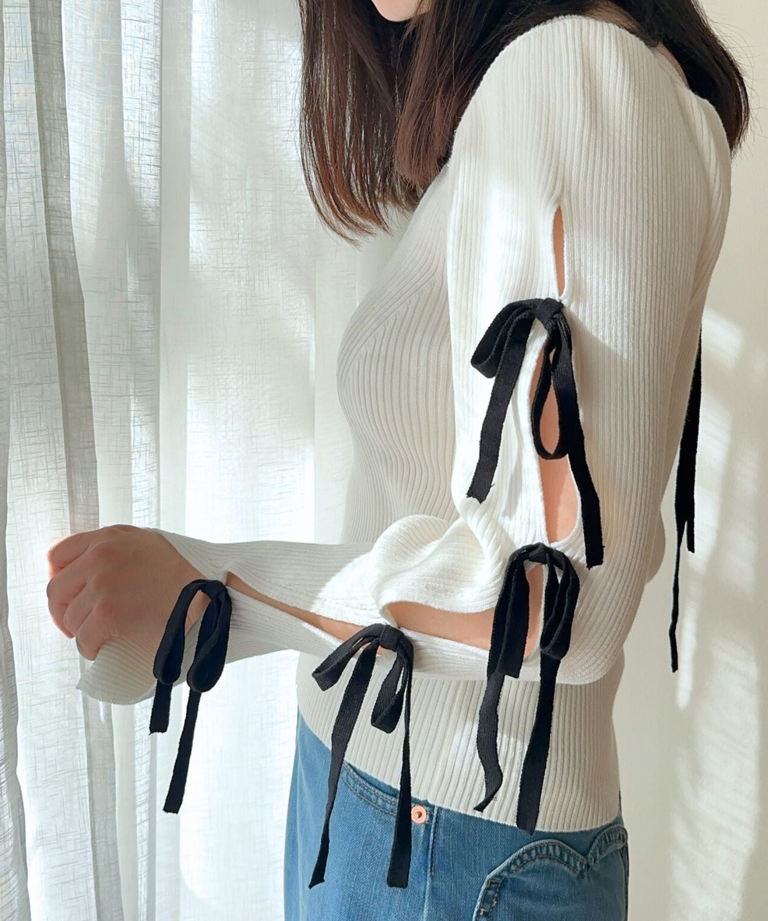 【預訂】心領絲帶針織